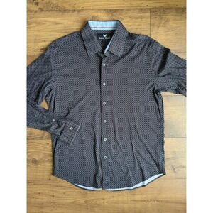 Butter Cloth Shirt Mens Size L Gray Button Geometric Long Sleeve Stretch Shirt‎
